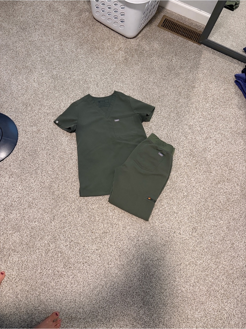 FIGS Women's Olive Green Scrub Set Top and Jogger